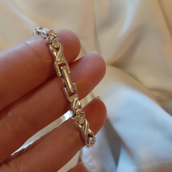 Silvertone Bracelet with Rhinestones - Picture 5 of 5